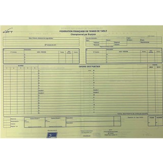 Feuilles de match 4 joueurs - 18 parties