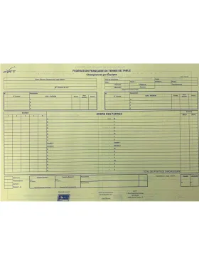 Feuilles de match 4 joueurs - 18 parties